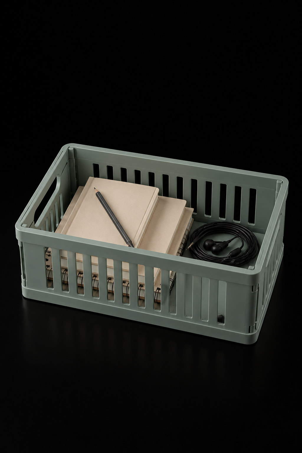 Panier de rangement pliable, plié